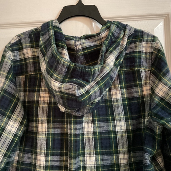 LL Bean Flannel Scotch Plaid Full-zip Hooded Shacket, LP, Relaxed Fit - Picture 6 of 6